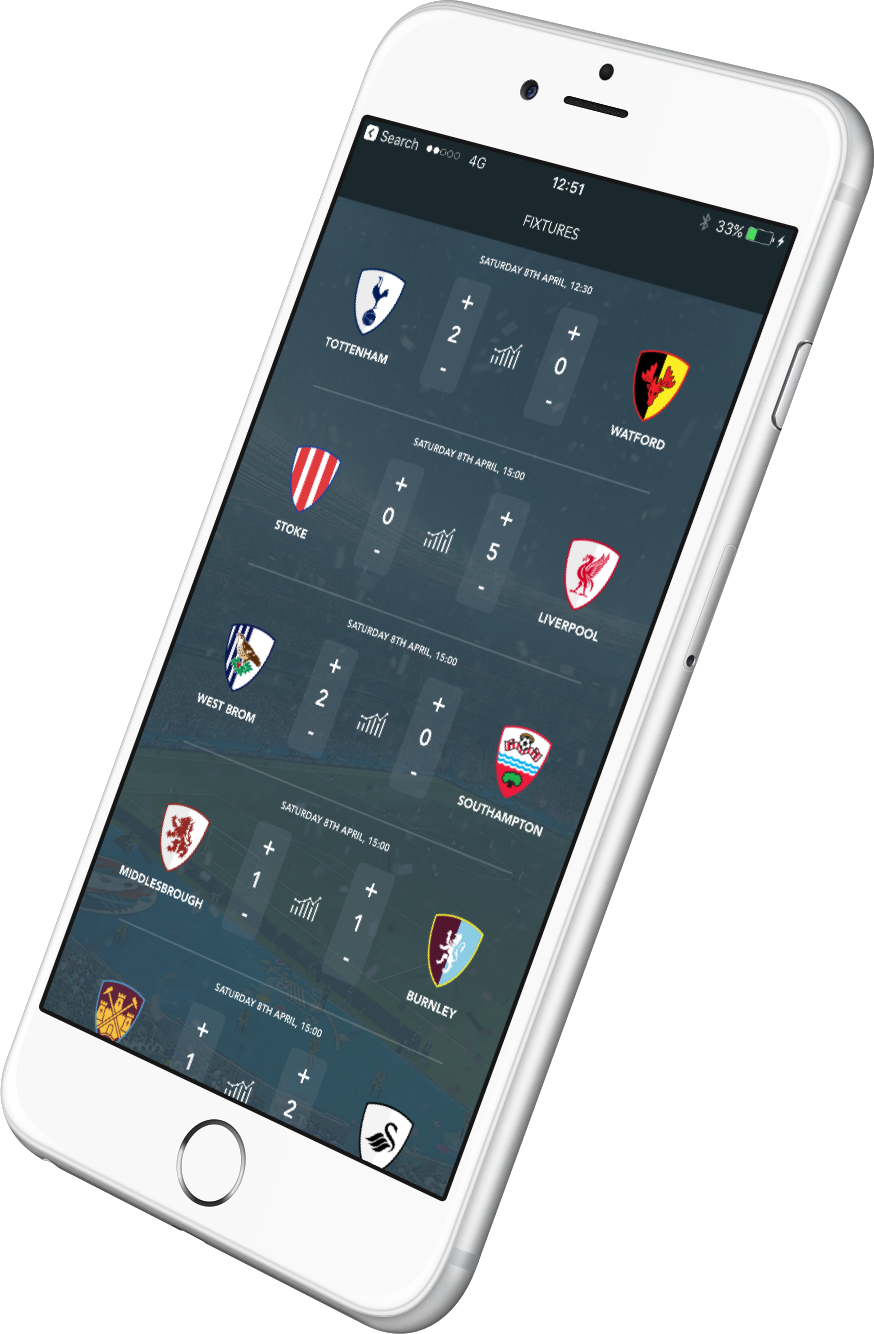 Goal Machine App Fixtures iPhone Screenshot